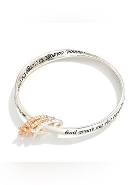Serenity Prayer Silver and Rose Gold Inspirational Bangle Bracelet